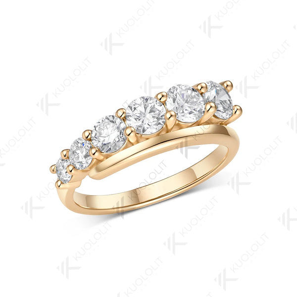 Kuololit 1.3CTW Lab Grown Diamond Ring for Men Women Solid 14K10K Yellow Gold Wedding Band for Christmas Gift Luxury Engagement