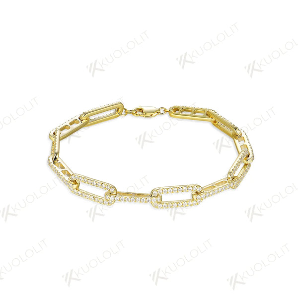 Kuololit Moissanite Bracelets for Women Men 585 10K 9K  Adjustable Chains Emerald for Engagement Wedding Party Christmas Gifts