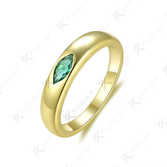 Kuololit 0.3CT Lab Grown Emerald Ring for Women Solid 18K 14K 10K 585 White Gold Marquise Gemstone Ring for Christmas Engagement