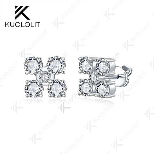 Kuololit 2.5CTW Lab Grown Diamonds Stud Earrings for Women Solid 18K 14K 10K 585 White Gold Anniversary Earrings for Christmas