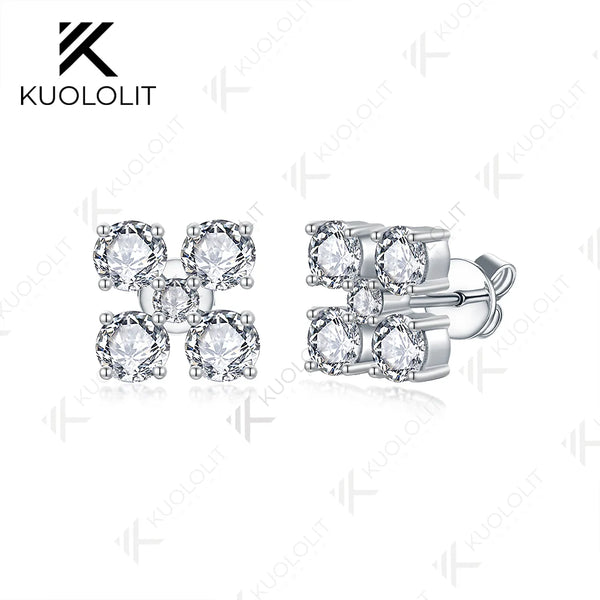 Kuololit 2.5CTW Lab Grown Diamonds Stud Earrings for Women Solid 18K 14K 10K 585 White Gold Anniversary Earrings for Christmas