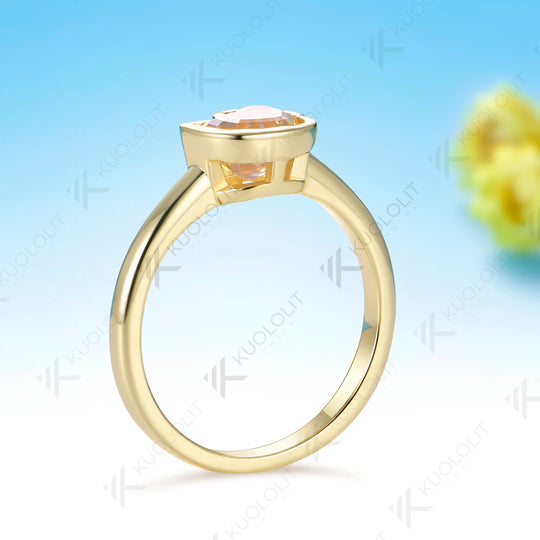 Kuololit 1.5CT Duck Champagne Moissanite Ring for Women Solid 14K 10K Yellow Gold Animal Engagement for Christmas Gifts Party