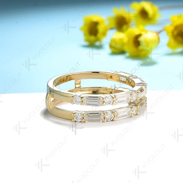 Kuololit 2ct Emerald Cut Rings for Women Men Solid 14K 10K Yellow Gold Set Ring for Wedding Luxury ENGAGEMENT Classic Christmas