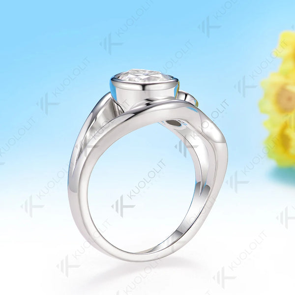 Kuololit 2.4CTW Lab Grown Blue Sapphire Ruby Emerald Moissanite Ring for Women Solid 14K 10K 585 Yellow Gold for Christmas Gifts
