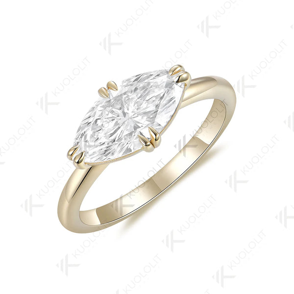 Kuololit 2CT Marquise Moissanite Engagement Ring for Women Solid 18K 10K 585 White Gold Solitaire Ring for Engagement Christmas
