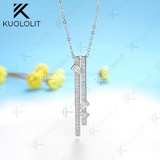 Kuololit 0.5CTW Moissanite Necklace for Women Solid 14K 10K 585 White Gold Necklace for Christmas Gifts Party Engagement