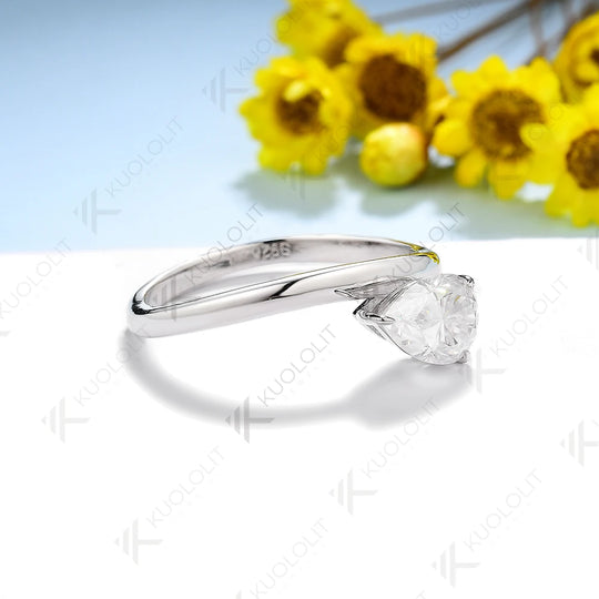 Kuololit 1.5CT Moissanite Rings for Women Men Solid 18K 14K 10K 925 Silver Yellow Gold Pear for Anniversary Engagement Classic