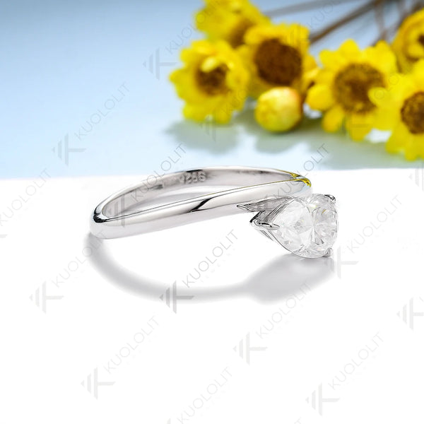 Kuololit 1.5CT Moissanite Rings for Women Men Solid 18K 14K 10K 925 Silver Yellow Gold Pear for Anniversary Engagement Classic
