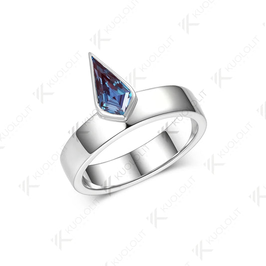 Kuololit 1.2CT Lab Grown Alexandrite Rings for Men Women Solid 18K 14K 10K585 White Gold  Kite Cut Bezel Set Bands for Christmas