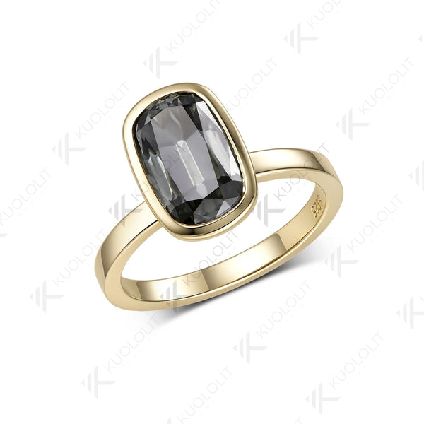 Kuololit 3.5CT OMC Grey Cushion Moissanite Custom Ring for Women Solid 14K 10K  Yellow Gold Ring for Anniversary Christmas Gift
