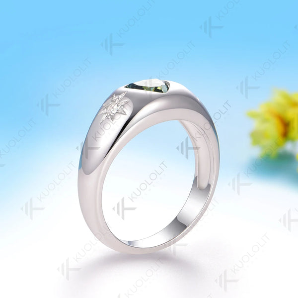 Kuololit 0.8CT Cyan Moissanite Heart Ring for Women Solid 14K 10K 585 White Gold Engagement Ring for Christmas Gifts Anniversary