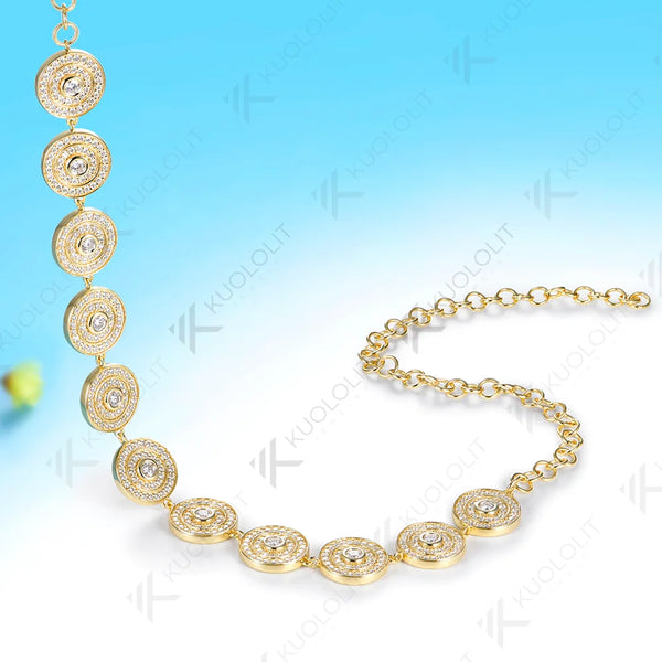 Kuololit 2.8CTW Moissanite Round Custom Necklace for Women Solid 585 14K 10K Yellow Gold Necklace for Christmas Gifts Jewelry