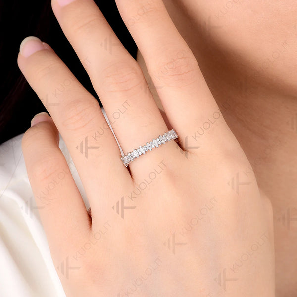 Kuololit 0.8CTW Lab Grown Diamonds Marquise Ring for Women Solid 14K10K 585 White Gold Engagement Ring for Christmas Gifts Party