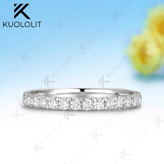 Kuololit Lab Grown Diamond Wedding Band Ring for Men Women Solid 14K10K Yellow Gold Half Eternity Band for Christmas Gift Luxury