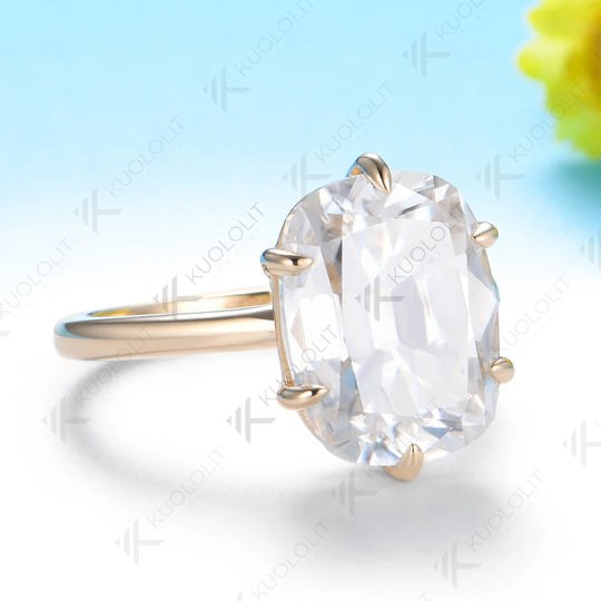 Kuololit 4.5CT OMC Moissanite Custom Ring for Women Solid 14K 10K Yellow Gold Ring for Anniversary Christmas Gifts Party