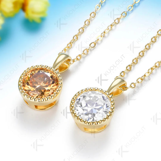 Kuololit 3CT OEC Moissanite Necklace for Women Solid 585 14K 10K Yellow Gold Custom Necklace for Christmas Anniversary Gifts