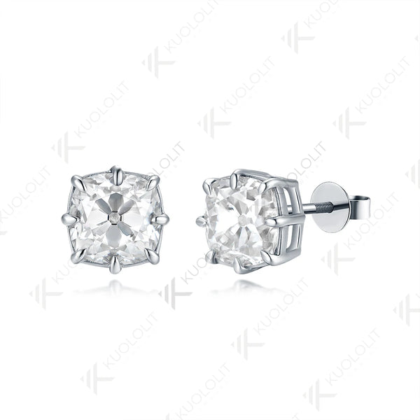 Kuololit 5CTW OMC Cushion Moissanite Earrings for Women Solid 18K 14K 10K 585 Gold Earrings for Engagement Wedding Christmas