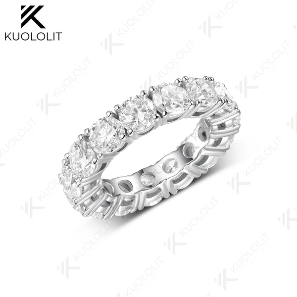 Kuololit 7CTW Lab Grown Diamonds Custom Wedding Band Ring for Women Solid 14K 10K 585 White Gold Eternity Full Band for Christmas Gifts