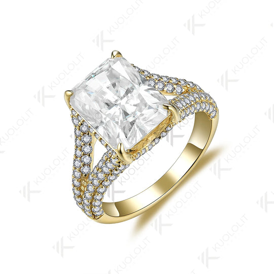 Kuololit 6CT Raddiant Cut Moissanite Ring for Women Solid 14K 10K PT950 Gold Silver Yellow Gold for Engagement Wedding Christmas