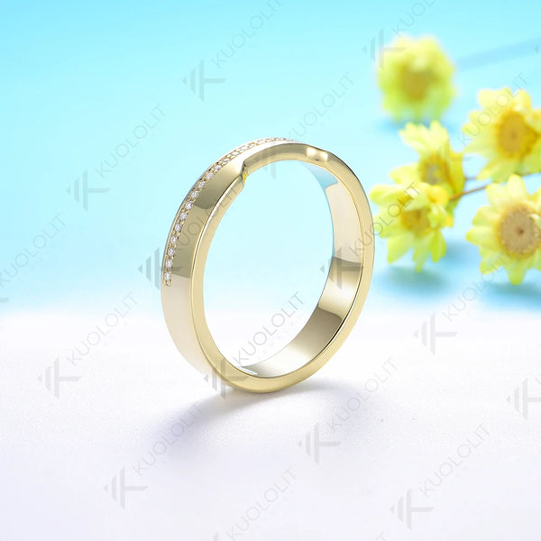 Kuololit 0.13CTW Moissanite Band for Women Men Solid 18K 14K 10K Gold Wedding Band Ring for Anniversary Engagement Gifts Party