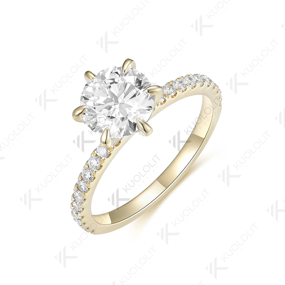 Kuololit IGI 1.5CT Lab Grown Diamonds Engagement Rings for Women Solid 18/14/10K 585 Yellow Gold DVS1for Wedding Christmas Gifts