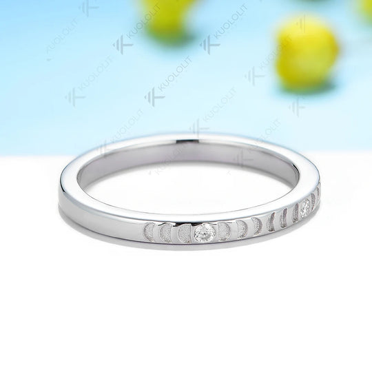 Kuololit Lab Grown Diamond Band Rings for Women Solid 14K 10K 585 White Gold for Engagement Wedding Christmas Classsic New