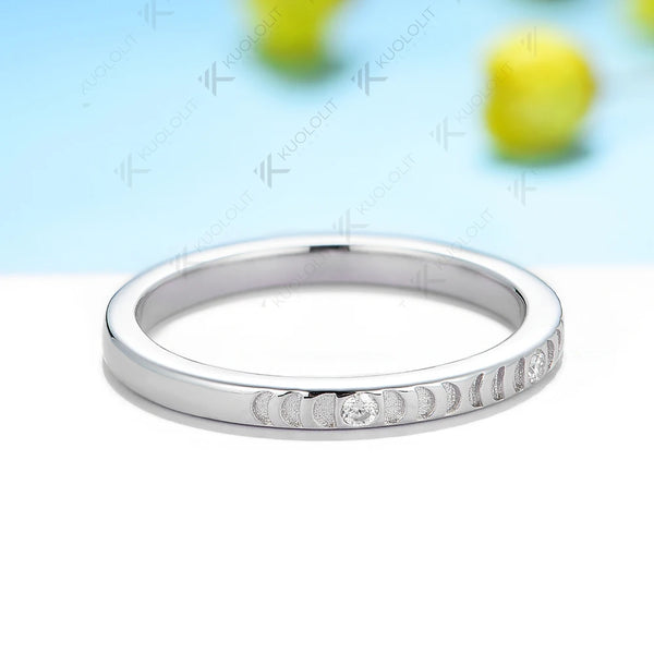 Kuololit Lab Grown Diamond Band Rings for Women Solid 14K 10K 585 White Gold for Engagement Wedding Christmas Classsic New