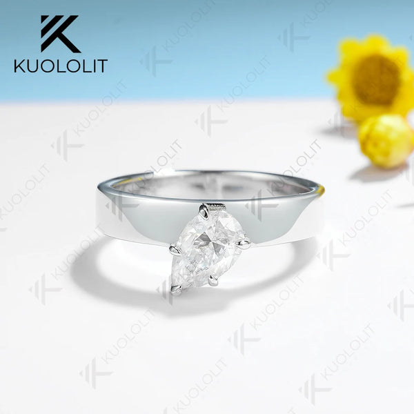 Kuololit 1CT IGI Lab Grown Diamonds Ring for Women Solid 18K 14K 10K 585 White Gold Engagement Ring for Christmas Anniversary