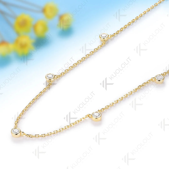 Kuololit 0.5CTW Lab Grown Diamonds Necklace for Women Men Solid 14K 10K 585 Yellow Gold Necklace for Christmas Gifts Party