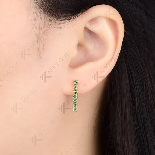 Kuololit 0.63CTW Cyan Moissanite Custom Stud Earrings for Women Solid 14K10K 585 Yellow Gold Stud Earrings for Christmas Gifts