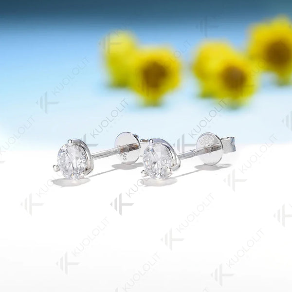 Kuololit 1CTW Lab Grown Diamonds Earrings for Women 18K 14K White Gold Screw Back Stud Earrings for Gift Christmas Party
