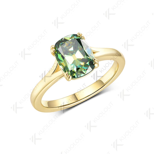 Kuololit 3CT OMC Champagne Cyan Moissanite Set Ring for Women Solid 14K 10K 585 Yellow Gold Engagement Ring for Christmas Gift Anniversary