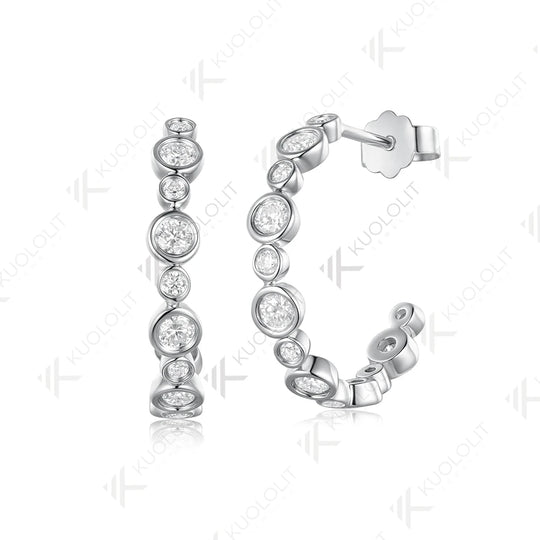 Kuololit 0.81CTW Moissantie Custom Stud Earrings for Women Solid 14K 10K 585 White Gold Diamonds Earrings for Christmas Gifts