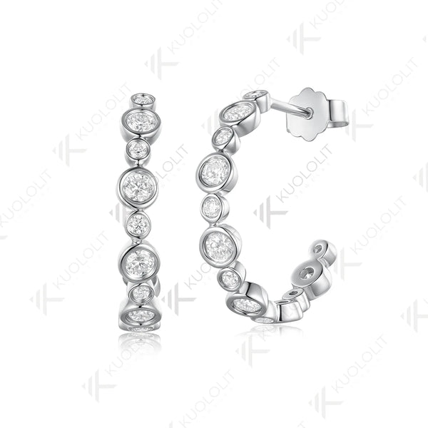 Kuololit 0.81CTW Moissantie Custom Stud Earrings for Women Solid 14K 10K 585 White Gold Diamonds Earrings for Christmas Gifts