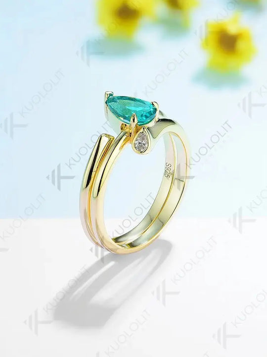 Kuololit1.0CTW Lab Grown Emerald Diamond Ring for Women Solid18K14K10K585 Yellow Gold  Engagement Ring for Party Christmas Gifts