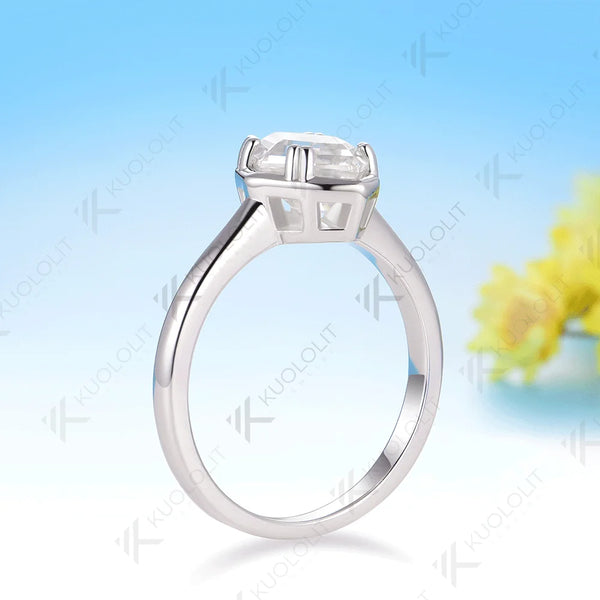 Kuololit 2CT Olive Shape Moissanite Ring for Women Solid 14K 10K 585 White Gold Prong Set Engagement Ring for Christmas Gifts