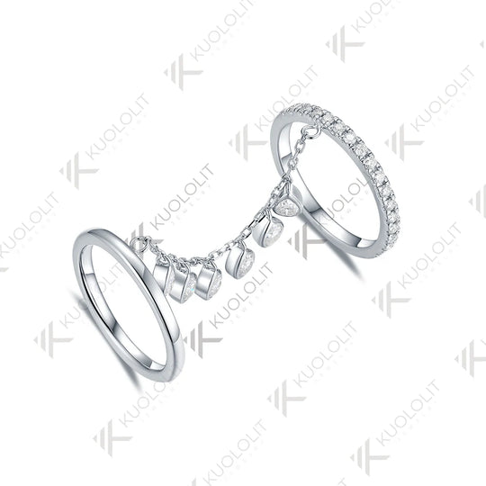 Kuololit 2.3CTW Lab Grown Diamonds Ring for Women Solid 18K 14K 10K 585 White Gold Engagement Two Ring for Christmas Anniversary