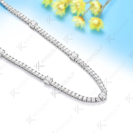 Kuololit 9CTW Moissanite 4 Prong Custom Necklace for Women 14K 10K White Gold Necklace for Anniversary Engagement Christmas Gift