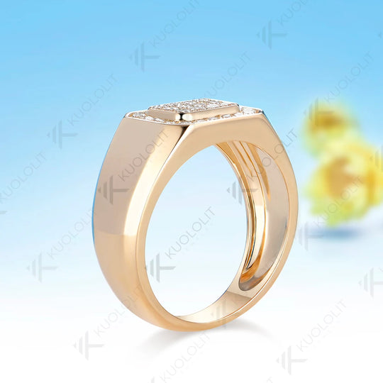 Kuololit Lab Grown Diamond Wedding Band for Men Women Solid 14K 10K Yellow Gold Width 3.4MM Ring for Christmas Gifts Luxury