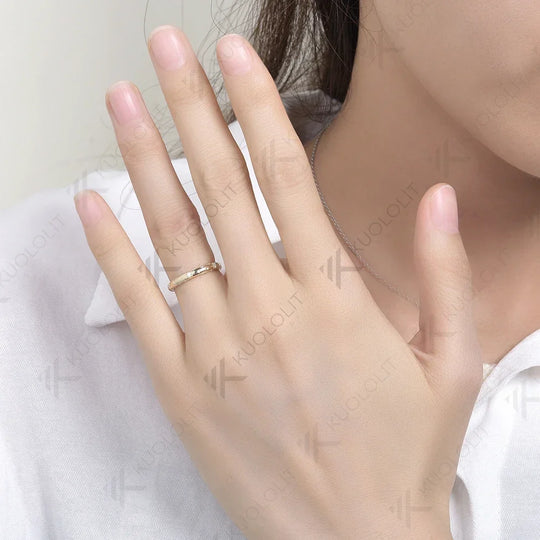 Kuololit 0.12CTW Lab Grown Diamonds Band Rings for Women Men Solid 18K 14K 10K 585 Gold Star Band for Anniversary Engagement