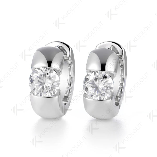 Kuololit 2CTW Moissanite Custom Hoop Earrings for Women Solid 10K 14K 585 Gold Hoop Earrings for Christmas Gifts Engagement