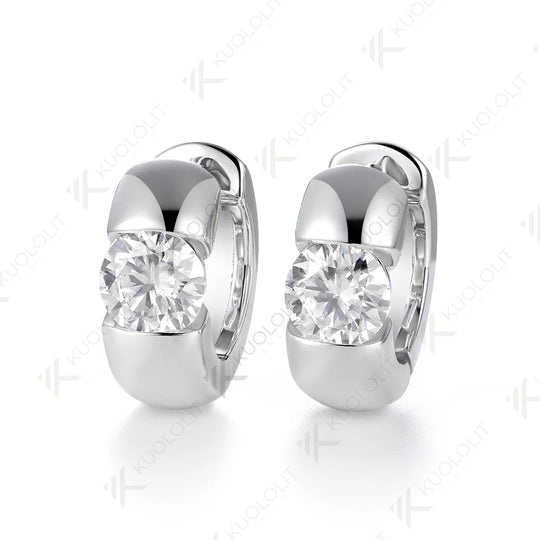 Kuololit 2CTW IGI Lab Grown Diamonds Custom Hoop Earrings for Women Solid 14K 10K Yellow Gold Engagement Ring for Christmas Gift