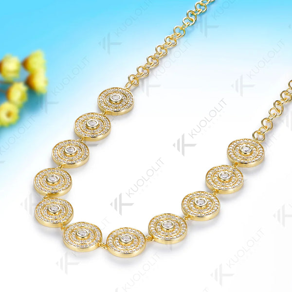 Kuololit 2.8CTW Lab Diamonds Custom Necklace for Women Solid 585 14K 10K Yellow Gold Necklace for Christmas Gifts Party Jewelry