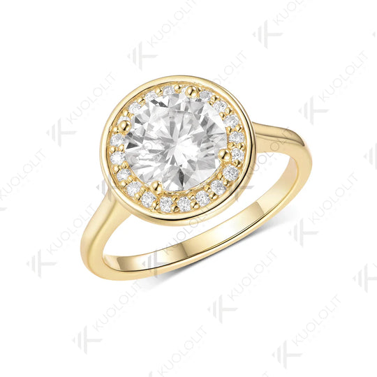 Kuololit 2CT Moissanite Ring for Women Solid 14K 10K 585 Yellow Gold Engagement Ring for Anniversary Christmas Gifts Party