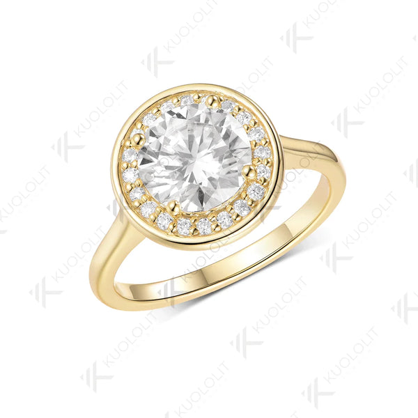 Kuololit 2CT Moissanite Ring for Women Solid 14K 10K 585 Yellow Gold Engagement Ring for Anniversary Christmas Gifts Party