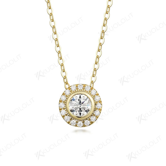 Kuololit 0.5CT Moissanite D/VS1 Necklaces for Women Solid 18K 14K 10K 925 Sliver Yellow Gold Pendant for Anniversary Custom Gift
