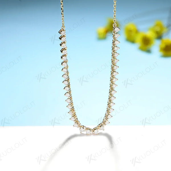Kuololit 0.9CTW Lab Grown Diamond DVS1 Necklaces for Women Men Solid 585 14K 10K Yellow Gold Round for Anniversary Christmas