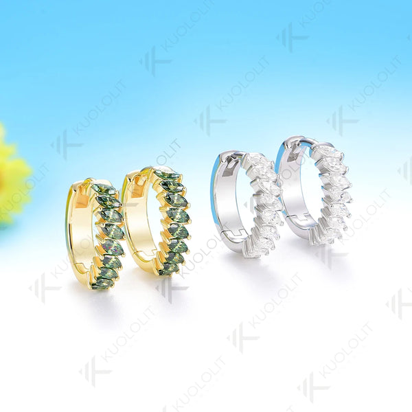 Kuololit 0.9CTW Lab Grown Diamonds Custom Hoop Earrings for Women Solid 14K 10K 585 Yellow Gold Hoop Earrings for Christmas Gift