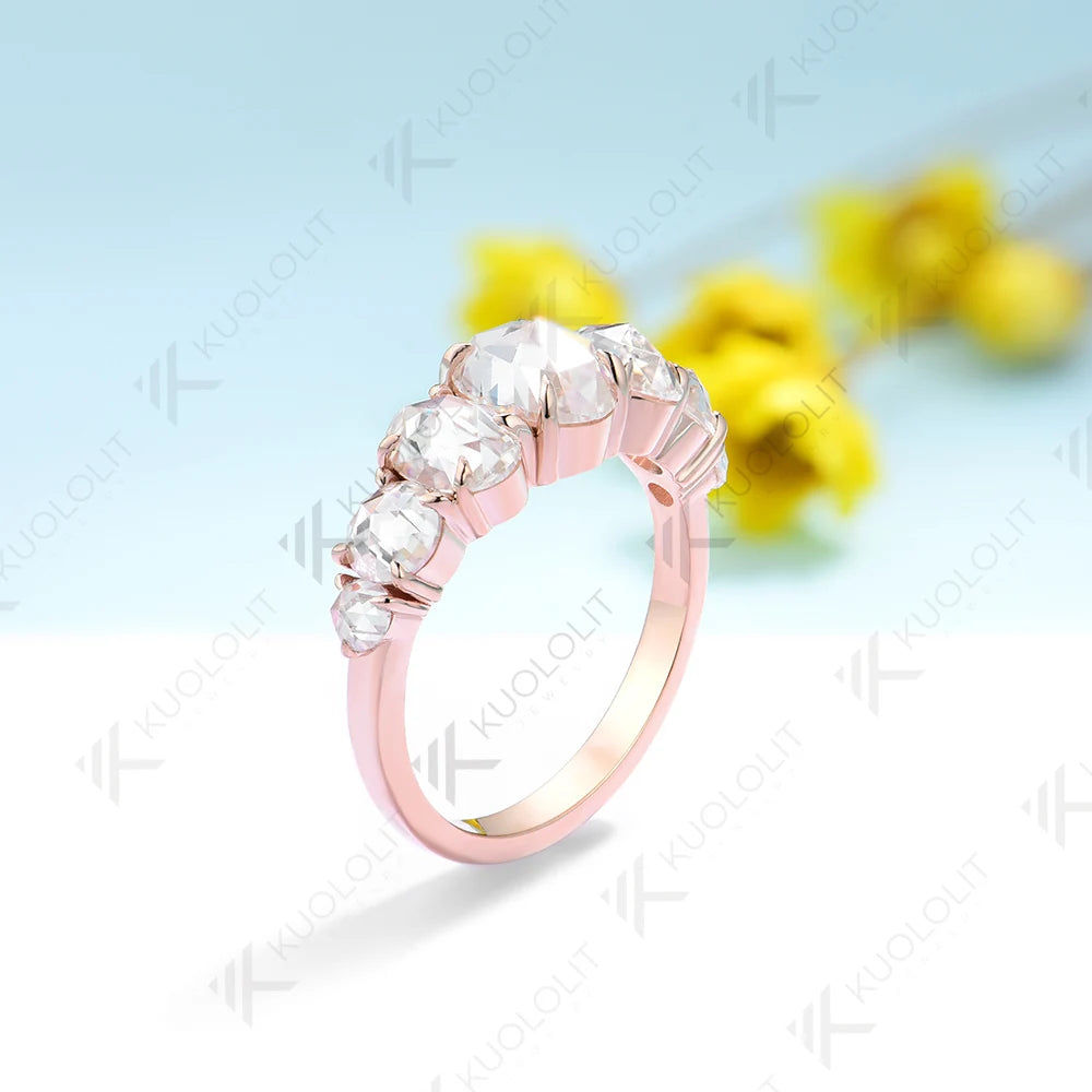 Kuololit 2.4CTW Moissanite Engagement Ring for Women Solid 18K 14K 10K 585 Rose Gold Rose Oval Cut Wedding for Christmas Gifts
