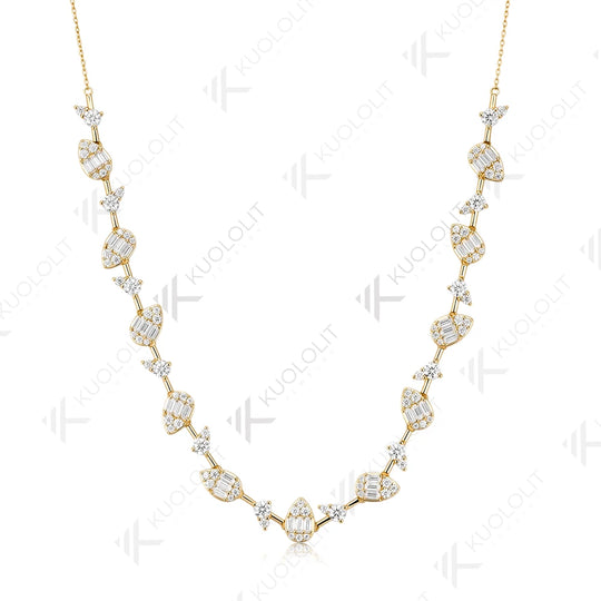 Kuololit 15CTW Moissanite Custom Necklace for Women Men Solid 585 14K 10K Yellow Gold  for Anniversary Christmas Gifts Jewelry
